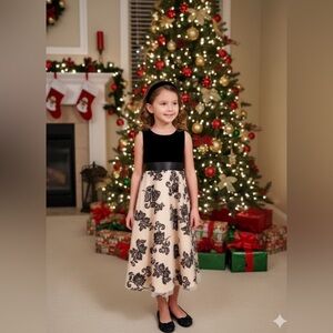 Rare editions Big Girls Velvet Glitter Dress size 12 measurements are provided